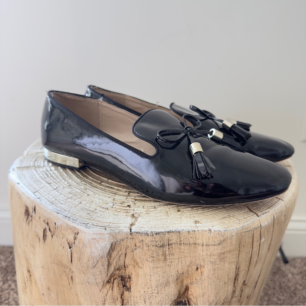 Zara Moccasin Black Patent Loafers with Tassels 7.5 US/38 EU - Picture 7 of 12